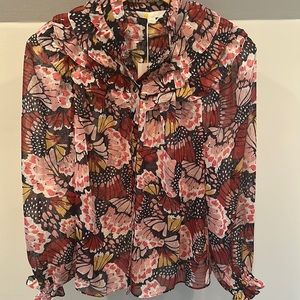 NWT Boden ruffle neck shirt size 4